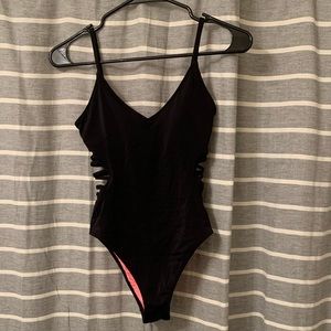 One piece black bathing suit!